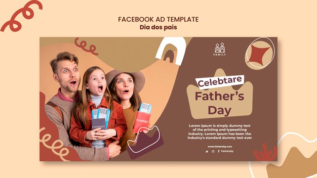 Flat design dia dos pais facebook template