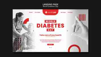 PSD gratuito modello web del giorno del diabete di design piatto