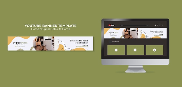 flat design digital detox at home template