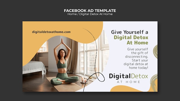 Free PSD flat design digital detox at home template