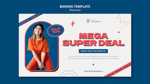 Free PSD flat design discount banner template