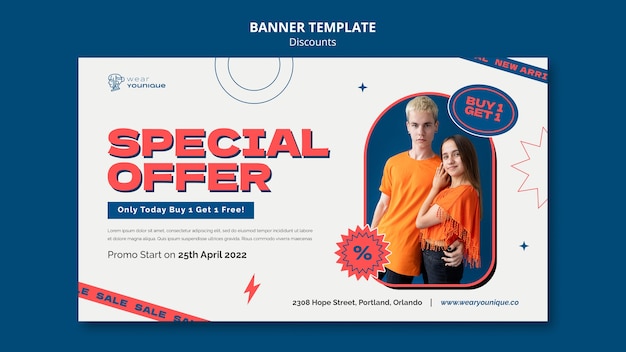 Free PSD flat design discount banner template