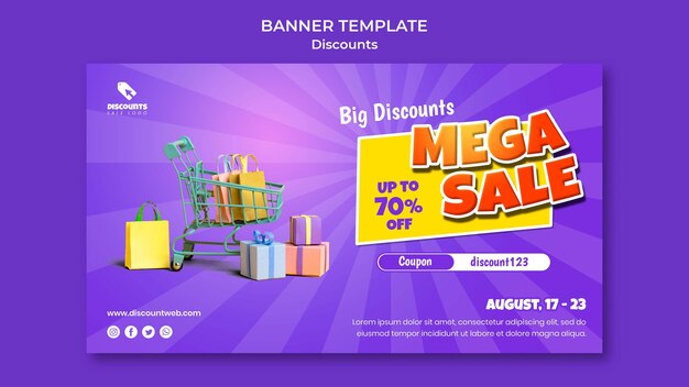flat design discount banner template