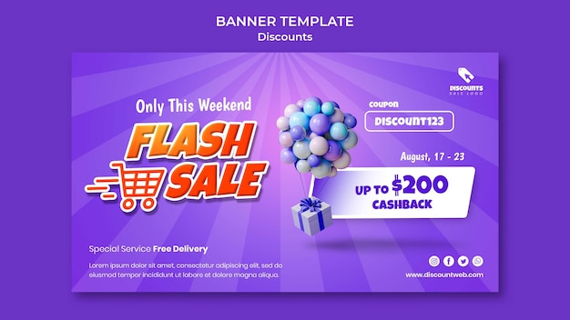 flat design discount banner template