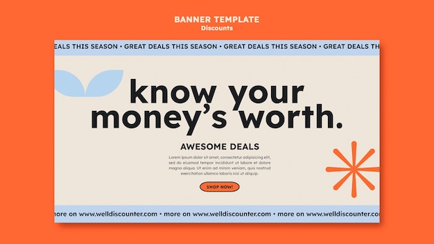 Flat design discount banner template