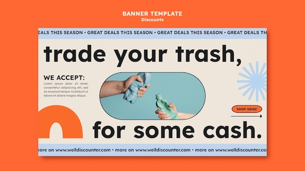 Free PSD flat design discount banner template