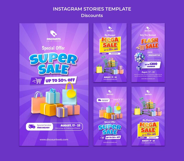flat design discount instagram stories template