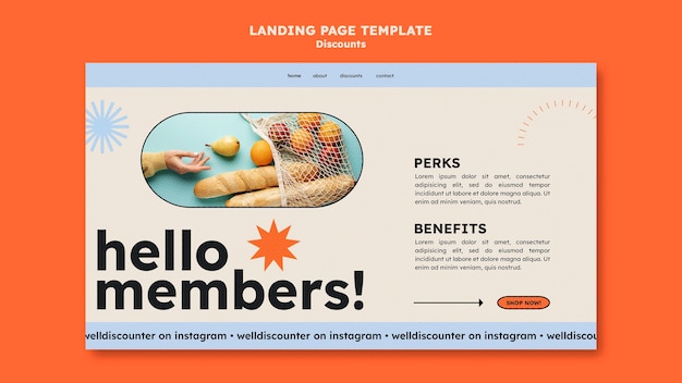Flat design discount landing page template