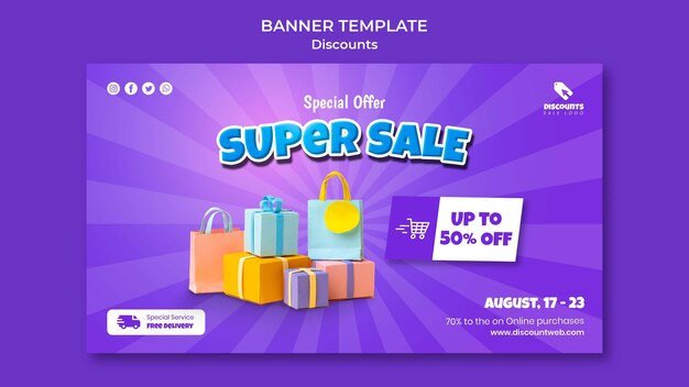 flat design discount poster template