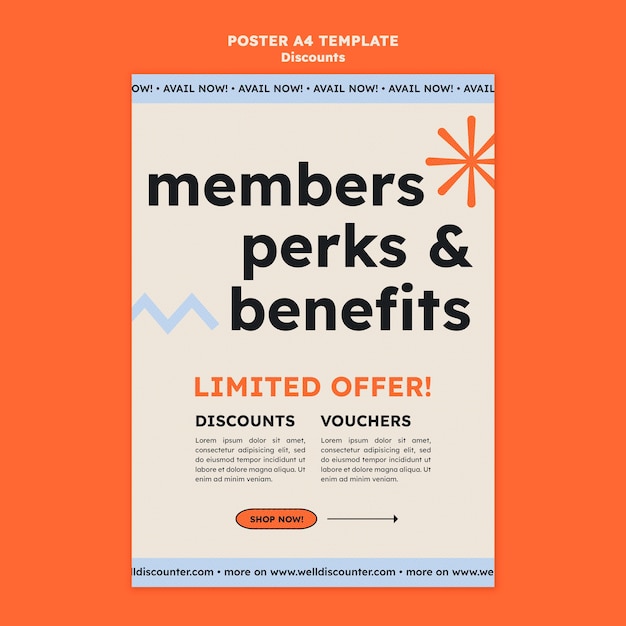 Flat design discount poster template