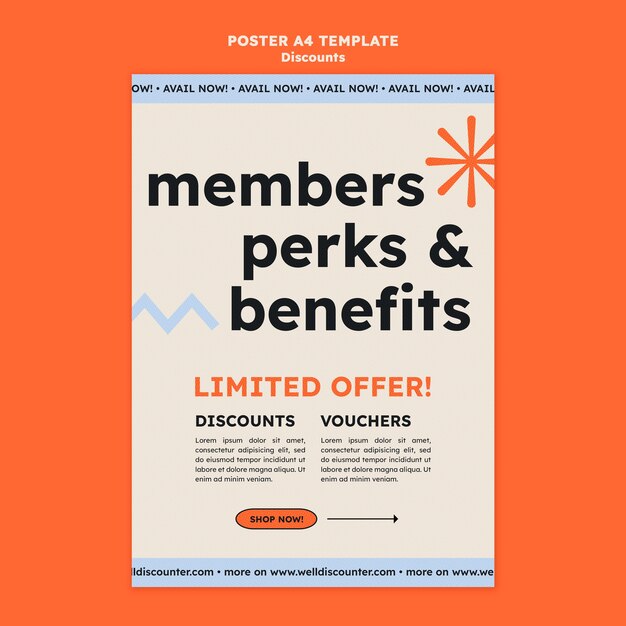 flat design discount poster template
