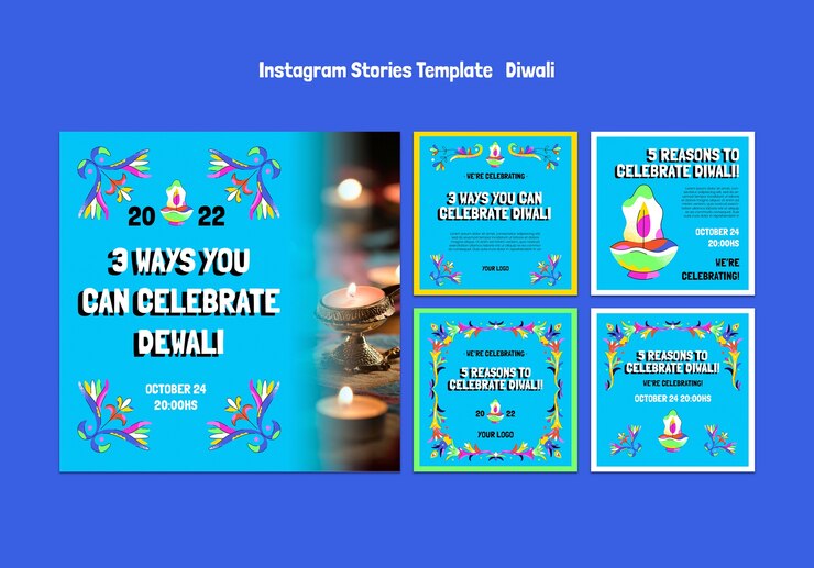 Free PSD flat design diwali festival template