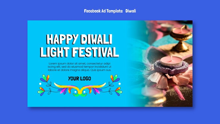 मुफ़्त PSD flat design diwali festival template