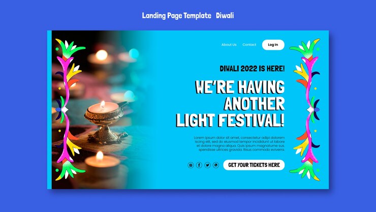 Free PSD flat design diwali festival template