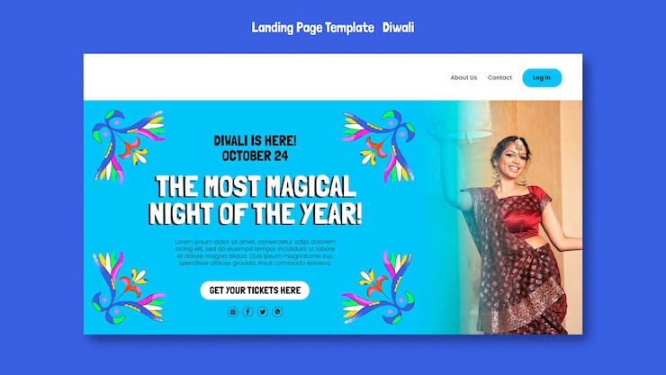 मुफ़्त PSD flat design diwali festival template