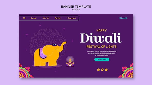 Flat design diwali template