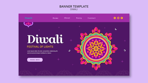 Free PSD flat design diwali template