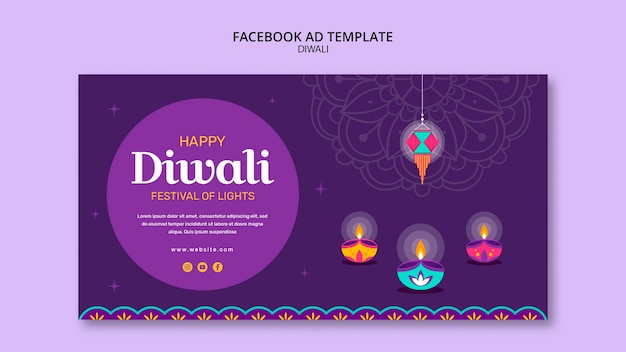 Free PSD flat design diwali template