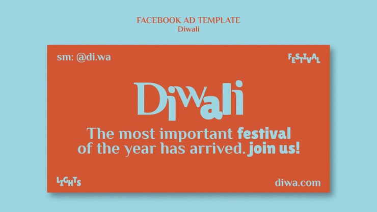 Free PSD flat design diwali template