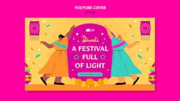 Free PSD flat design diwali template