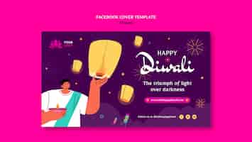 Free PSD flat design diwali template