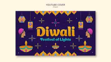 Free PSD flat design diwali youtube thumbnail template