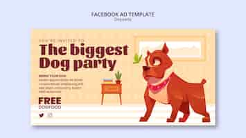 無料PSD フラットなデザインの犬パーティー facebook テンプレート