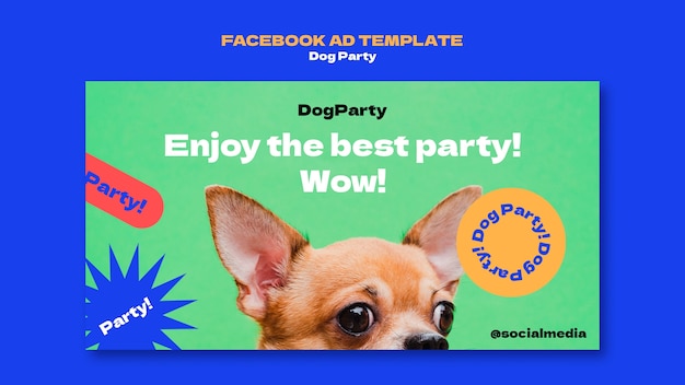 Free PSD flat design dog party facebook template