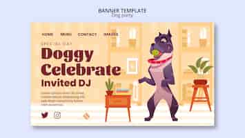 Free PSD flat design dog party landing page template