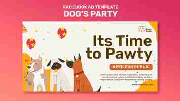 Free PSD flat design dog party template