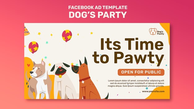 Flat design dog party template