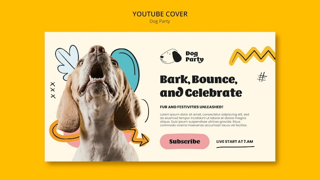 PSD gratuito copertina youtube per cani dal design piatto