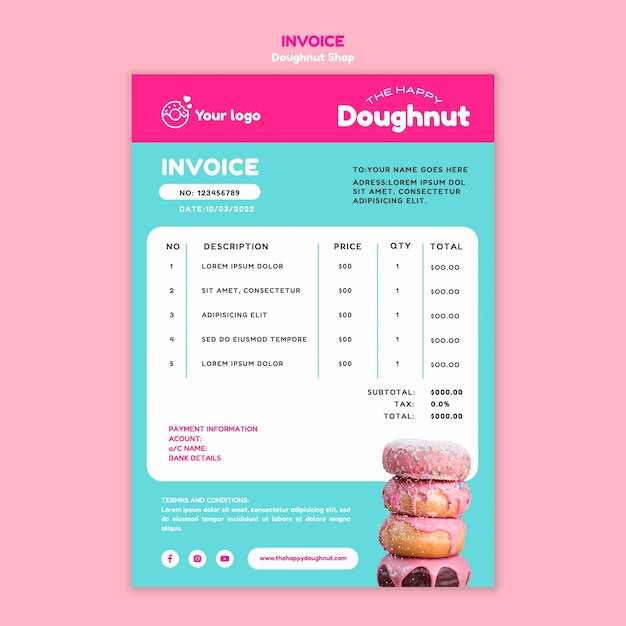 Free PSD flat design donut shop template