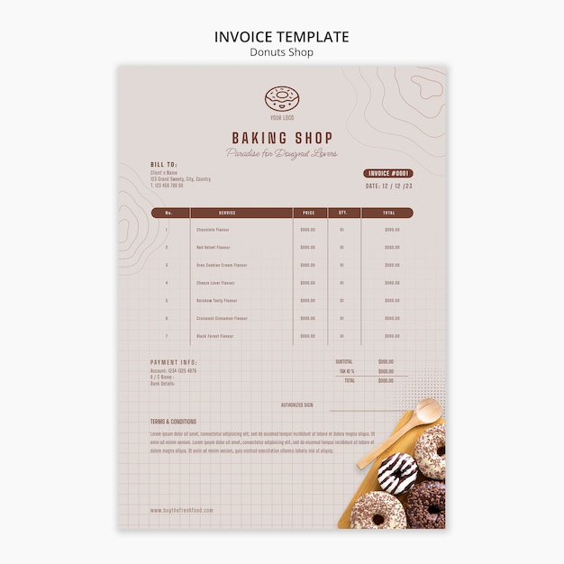 Flat design donuts shop template