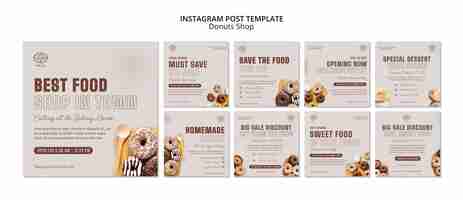 Free PSD flat design donuts shop template