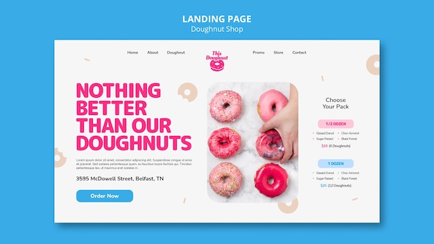 Free PSD flat design donuts shop template