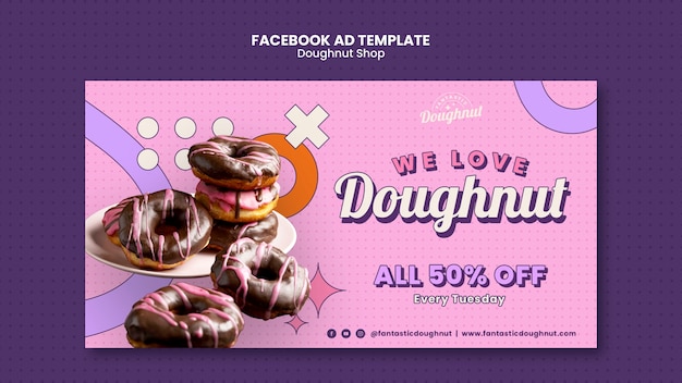 Free PSD flat design donuts shop template