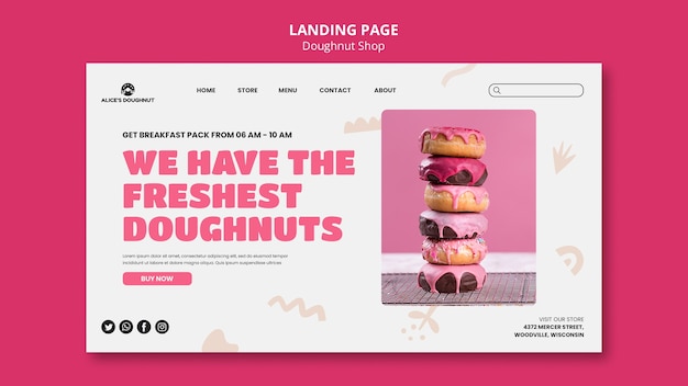 Flat design donuts shop template