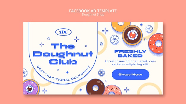 Free PSD flat design doughnut shop facebook template