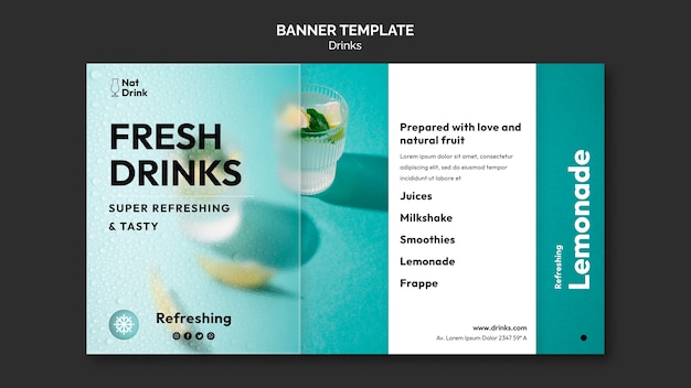 Free PSD flat design drink banner template