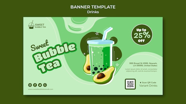 Flat design drink banner template