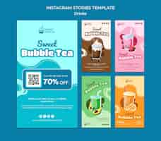 Free PSD flat design drink instagram stories template