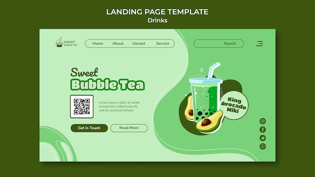 Free PSD flat design drink landing page template