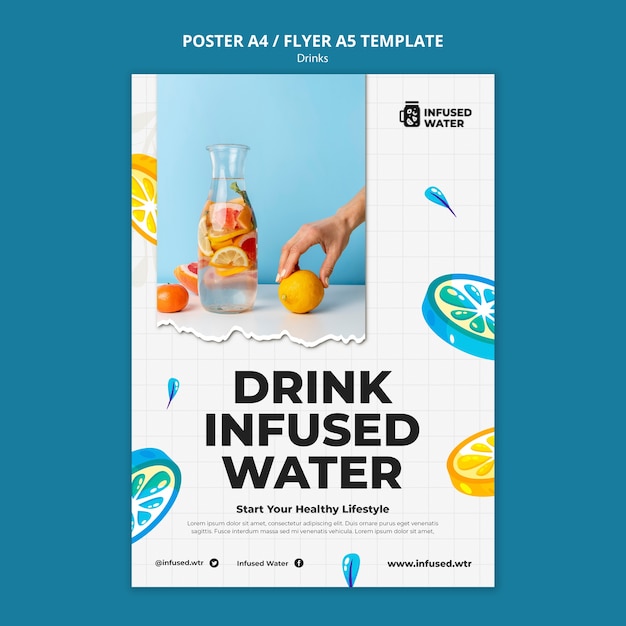 Flat design drink poster template