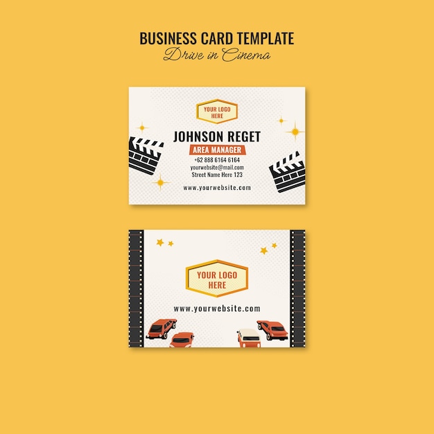 Drive-in Cinema Template in Flat Design with Free PSD Download