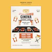 Free PSD flat design drive in cinema template