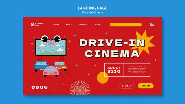 Flat design drive in cinema template