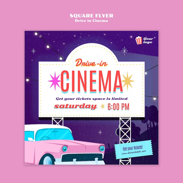 Flat design drive in cinema  template