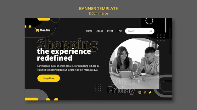 Flat design e commerce banner template