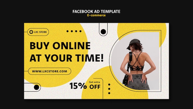 Free PSD flat design e-commerce concept facebook template